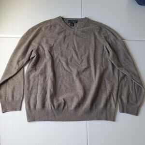 Giasone Sweater Mens XL Brown 100% 2 Ply Cashmere V Neck Knit Pullover Hong Kong